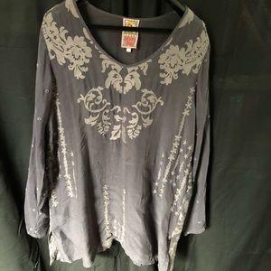 Purple/gray Johnny Was top